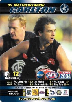 2004 Team Zone AFL Team #05 Matthew Lappin Front